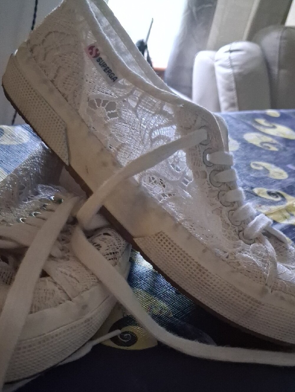 Cream Crochet Lace Low-Top Sneakers By SUPERGA